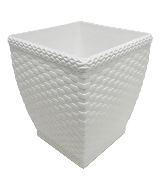 Vaso Cachepo Rattan Peq Quadrado Branco