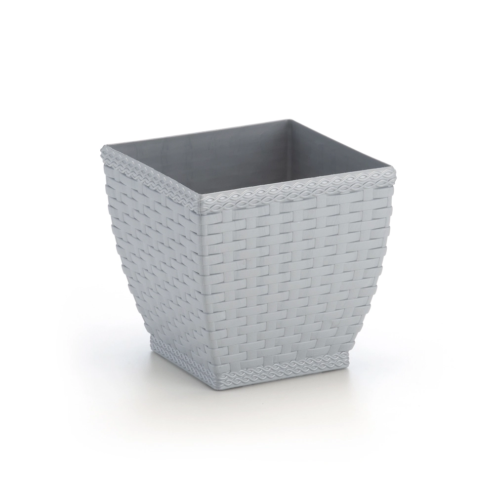 Vaso Cachepo Rattan Quad Cinza 5.4lts 637 Injeplastec