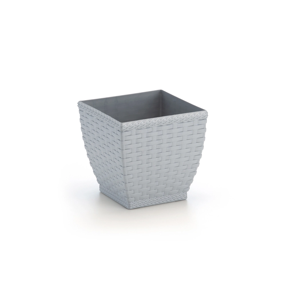 Vaso Cachepo Rattan Quadrado 2,1lt Cinza
