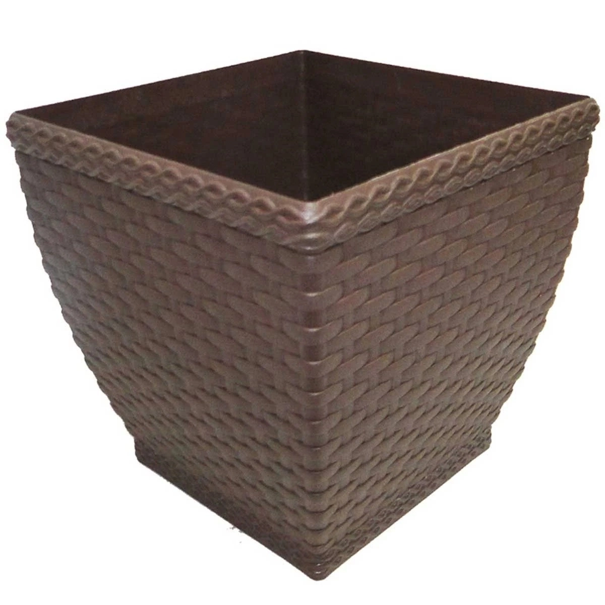 Vaso Cachepo Rattan M2 Quadrado Coffee