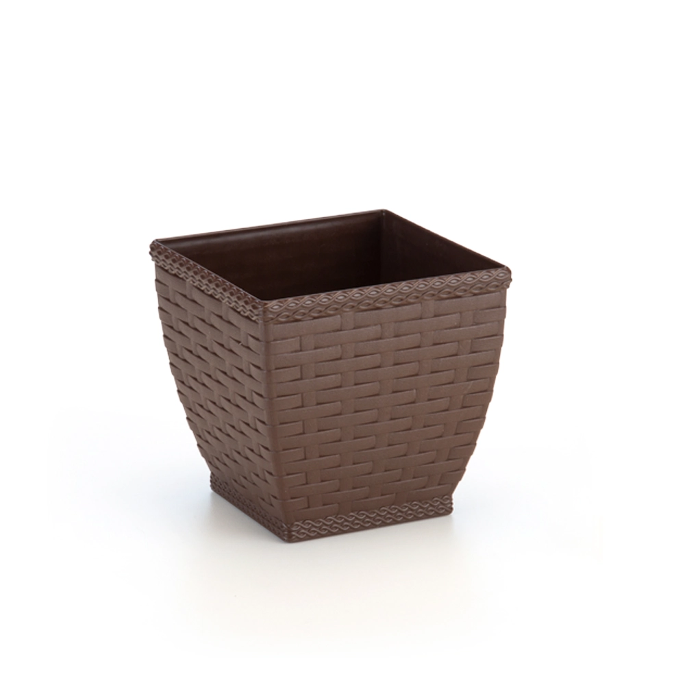 Vaso Cachepo Rattan Grande Coffee Quadrado 721 Injeplastec