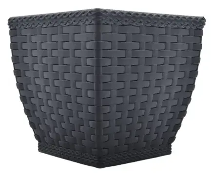 Vaso Cachepo Rattan M2 Quadrado Preto