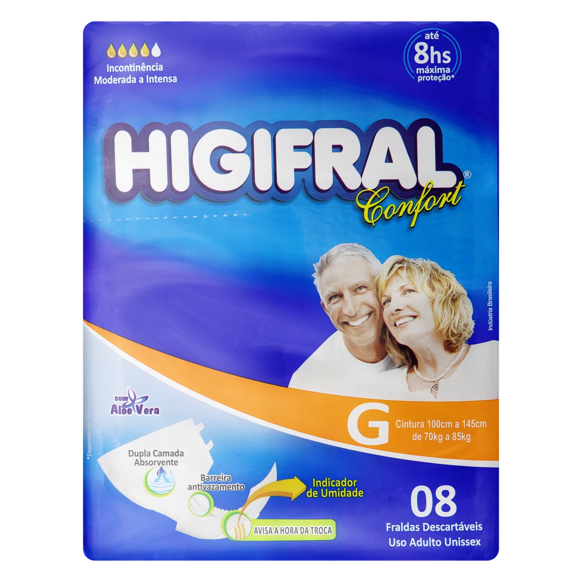 Fralda Descartável Adulto Higifral Confort G Pacote 8 Unidades