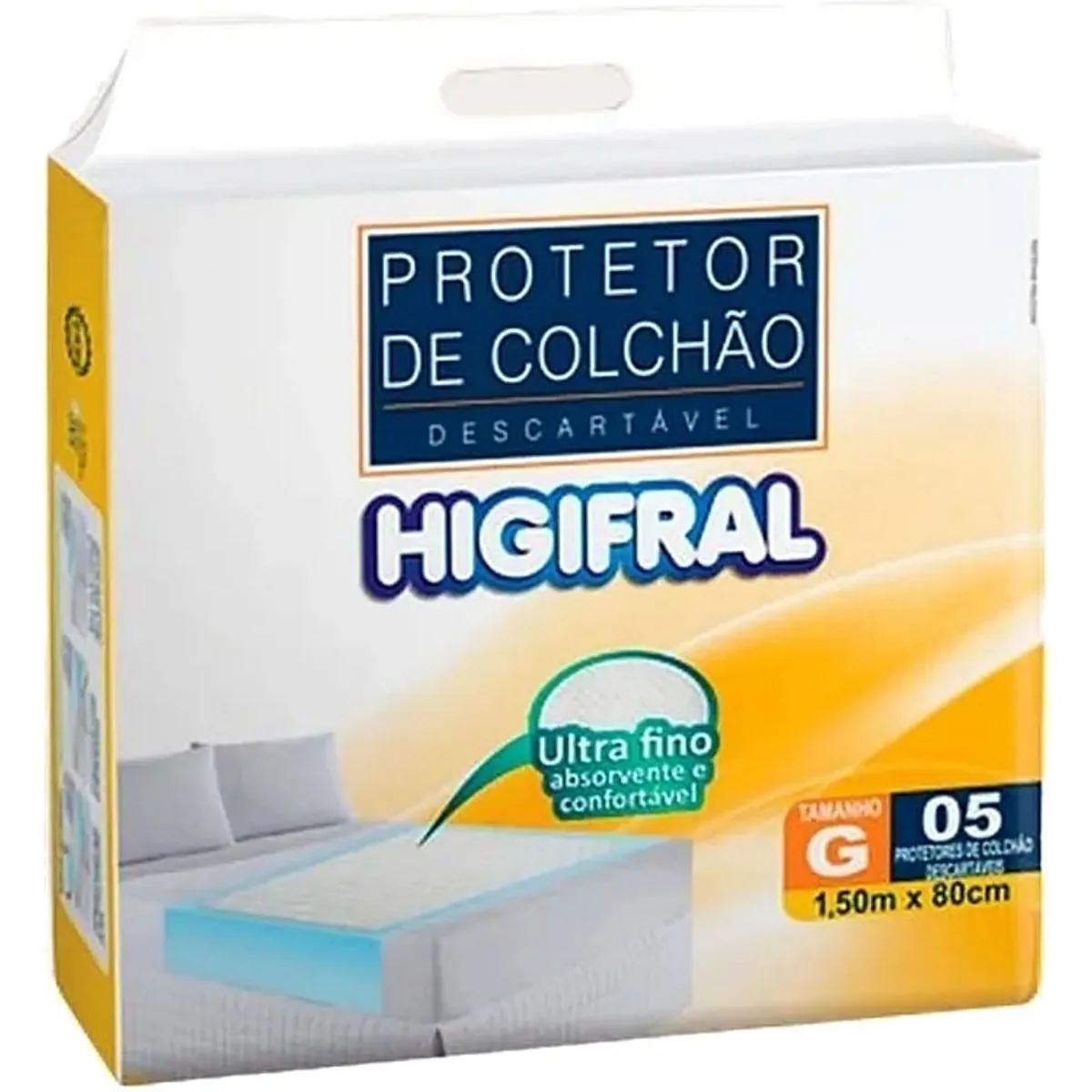 Protetor De Colchão Descartável Higifral G 1,50m X 80cm Pacote 5 Unidades