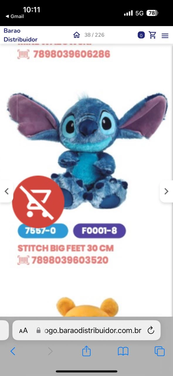 Pelúcia Disney - 25 Cm - Lilo e Stitch - Stitch - Big Feet - Fun