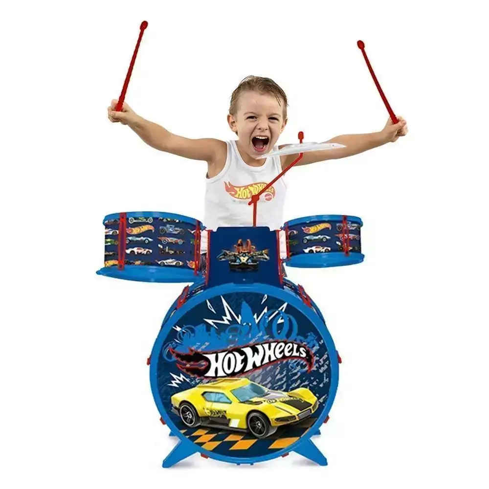 Bateria Infantil Radical com Banquinho - Hot Wheels - Fun
