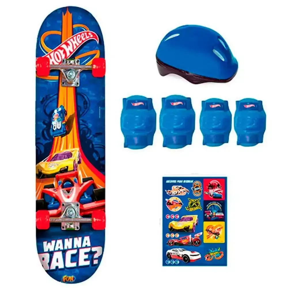 Skate Com Acessórios - Hot Wheels - Azul - Fun