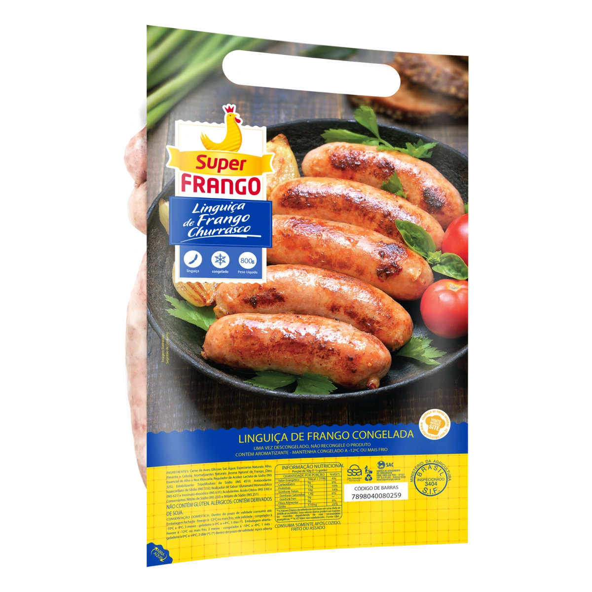 Linguiça De Frango Para Churrasco Super Frango 800g