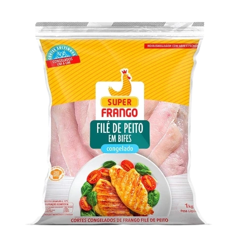 Filé De Peito De Frango Congelado Em Bifes Super Frango 1kg