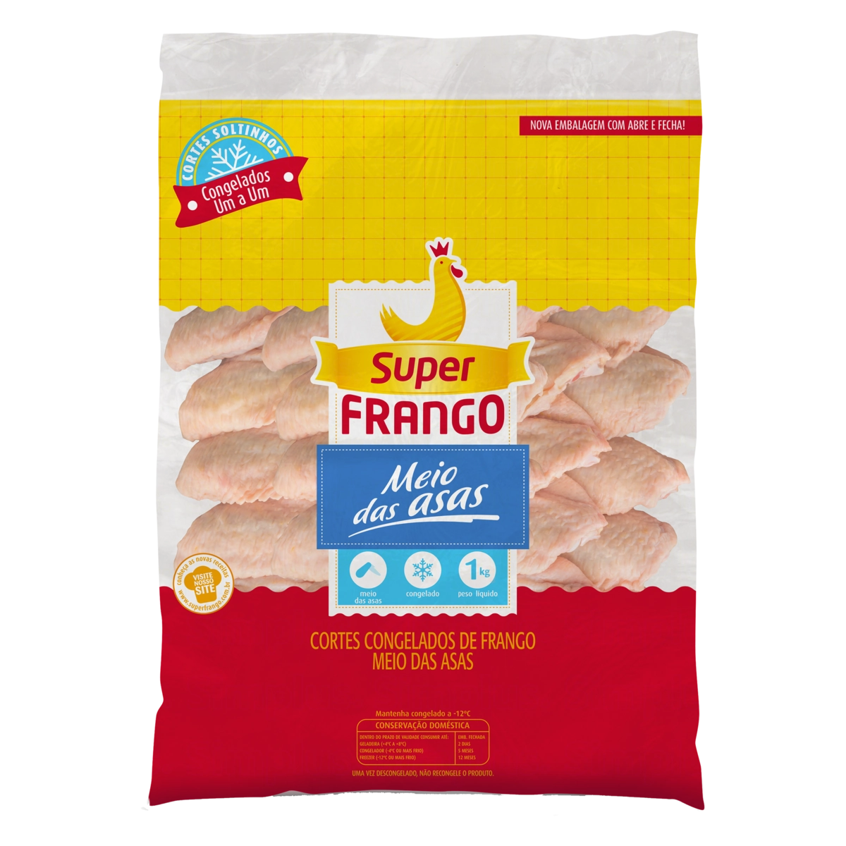 Meio Da Asa De Frango Congelada Super Frango 1kg
