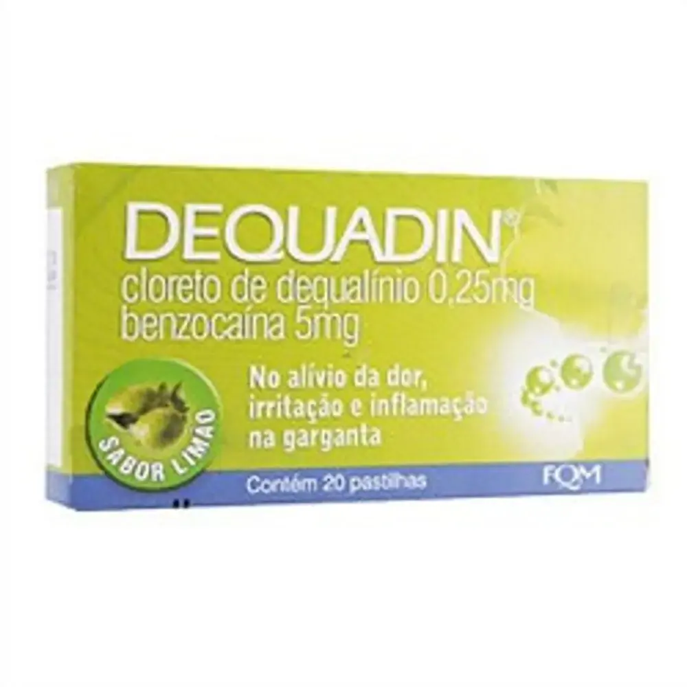 Dequadin Sabor Limao 5 Mg 0,25 Mg 20 Pastilhas Fqm Similar