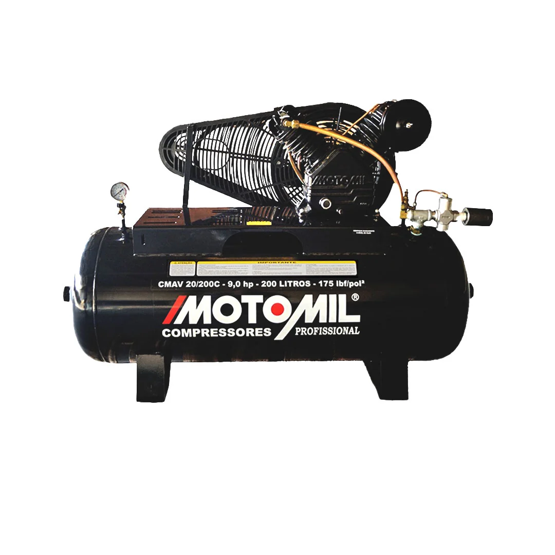 Compressor De Ar A Gasolina 20 Pés 9hp 200 Litros Motomil