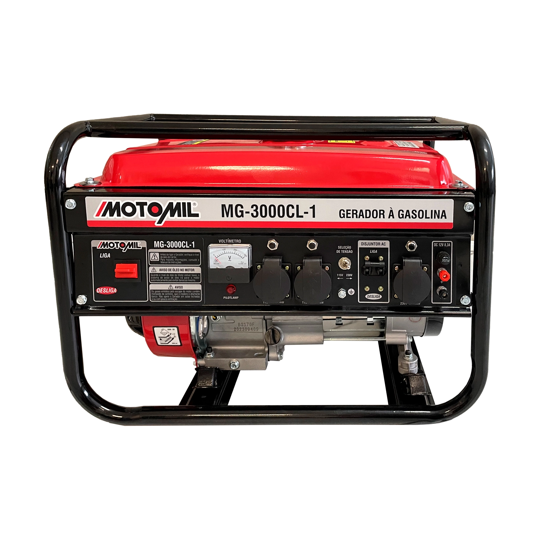 Gerador de Energia a Gasolina Aberto 2,8 Kva Bivolt com AVR MG-3000CL-1 Motomil