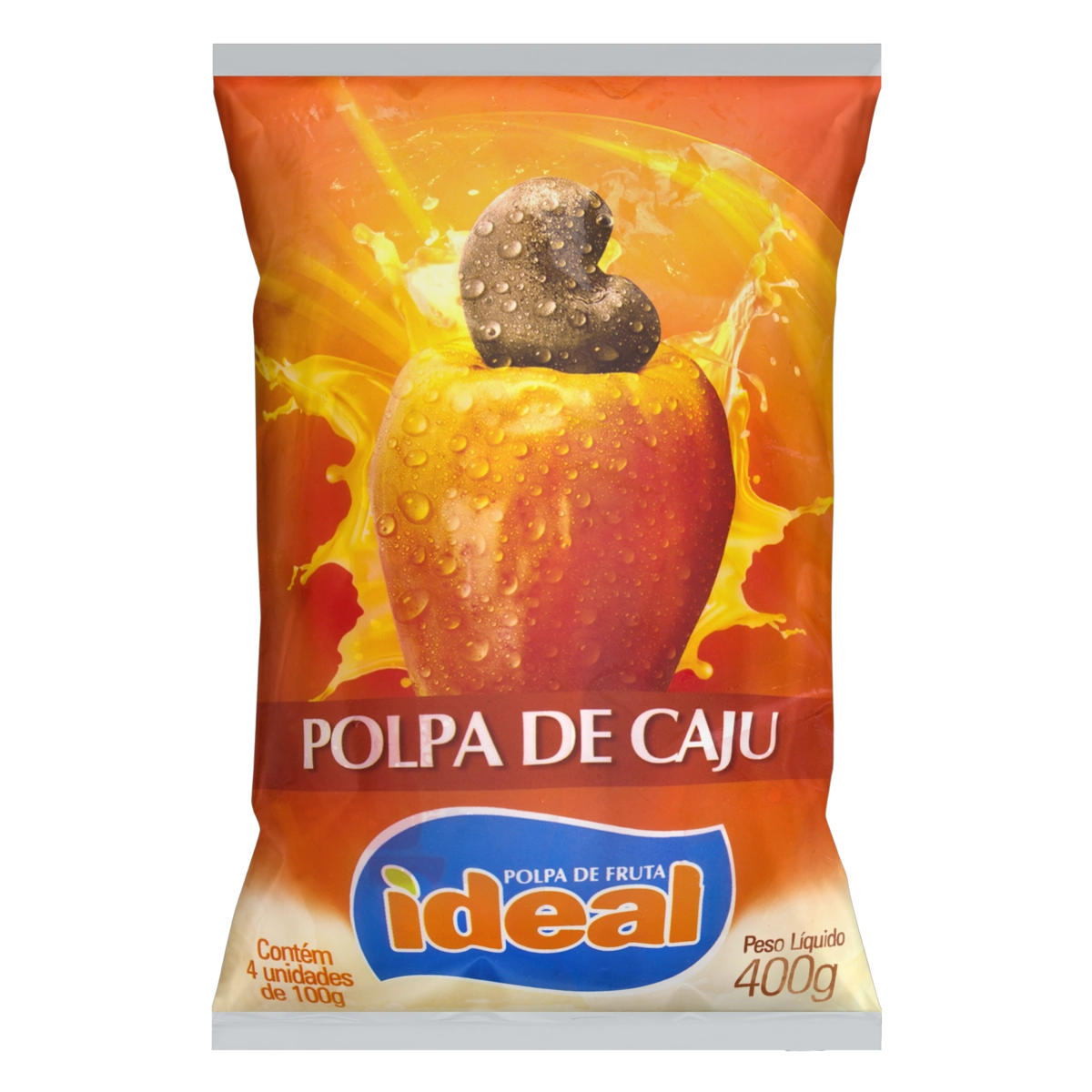 Polpa De Fruta Caju Ideal Pacote 400g 4 Unidades