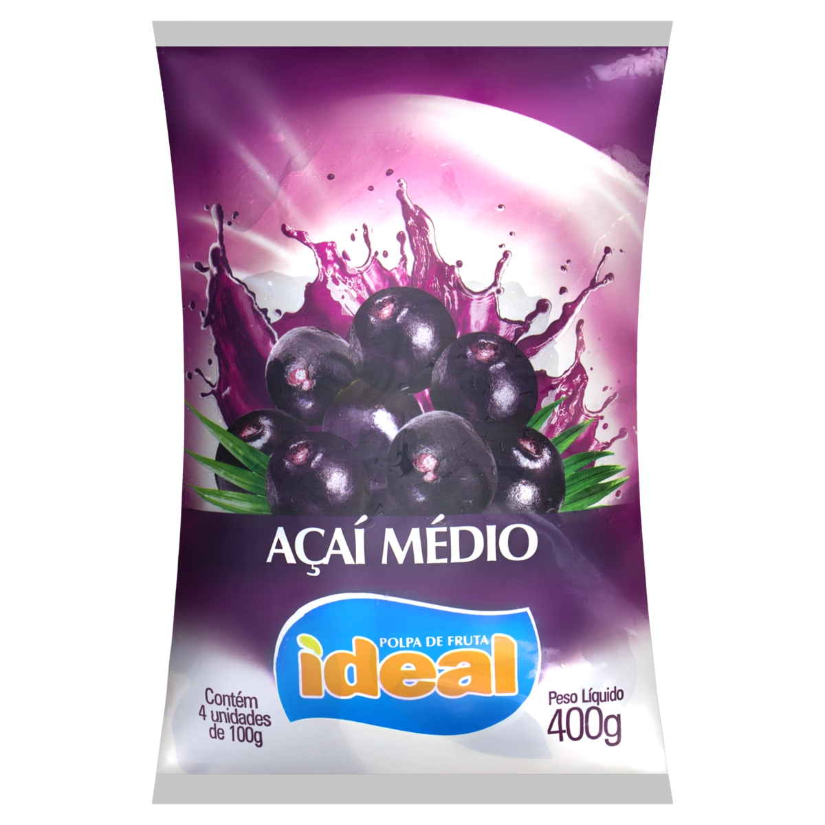 Polpa De Fruta Açaí Ideal Pacote 400g 4 Unidades