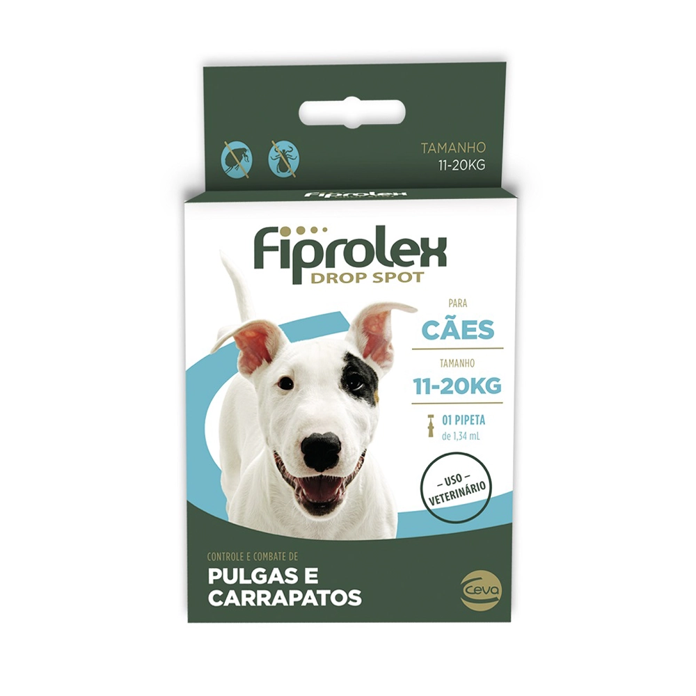 Antipulgas e Carrapatos Ceva Fiprolex Drop Spot para Cães de 11kg a 20kg - 1 Pipeta