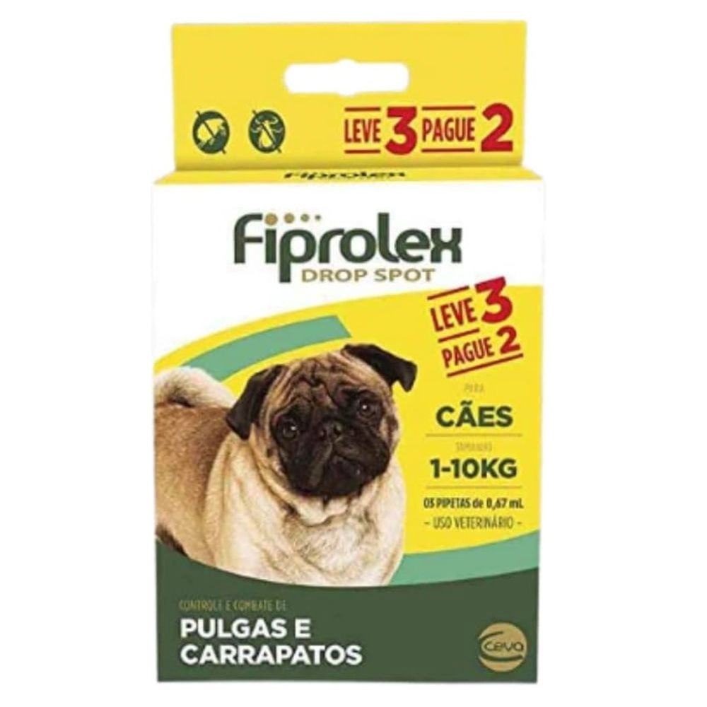 Combo Antipulgas Fiprolex Cães até 10kg Ceva
