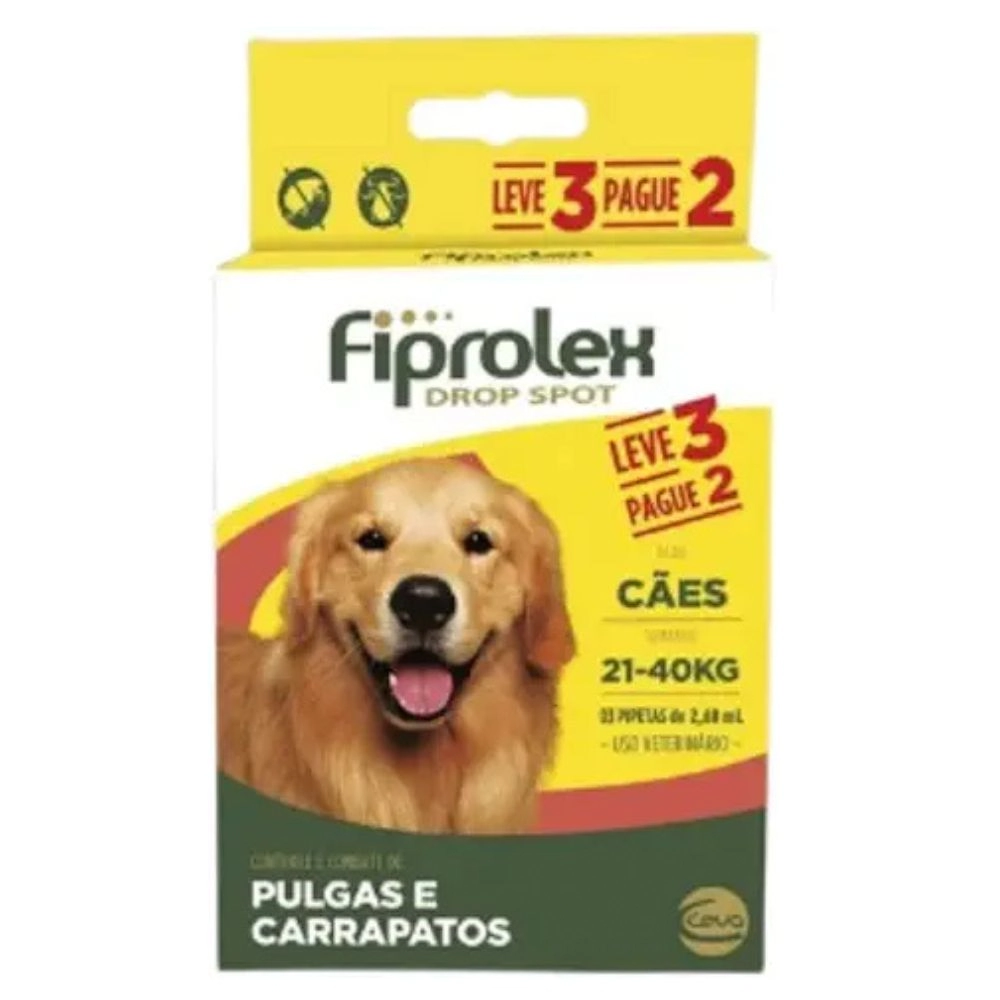 Combo Antipulgas Fiprolex Cães 21 a 40kg Ceva