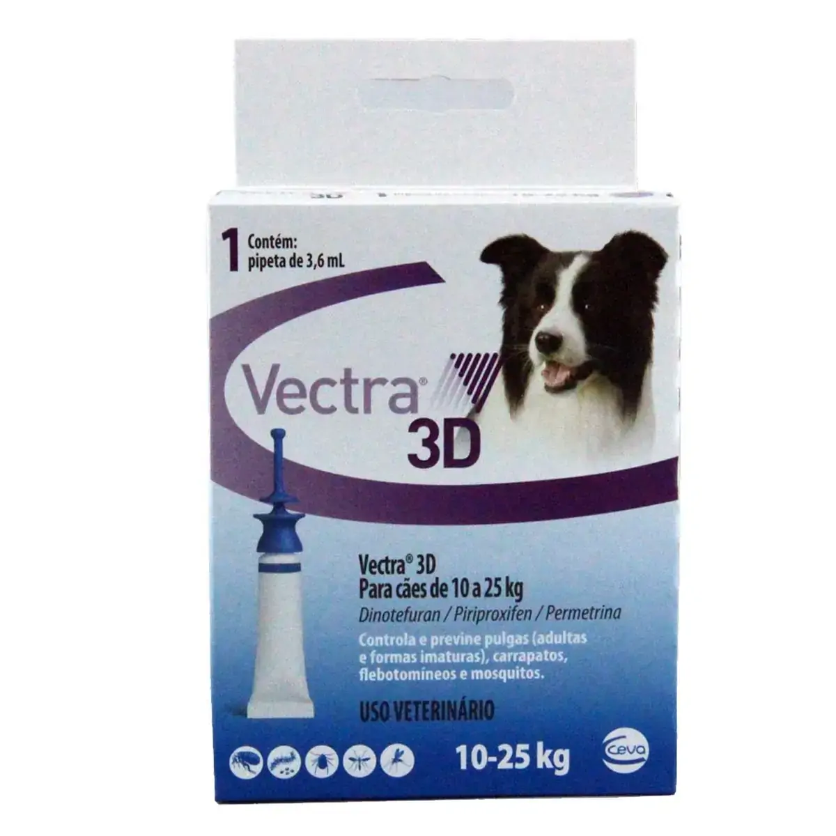 Vectra 3d Antipulgas E Carrapatos Cães 10 A 25kg Ceva