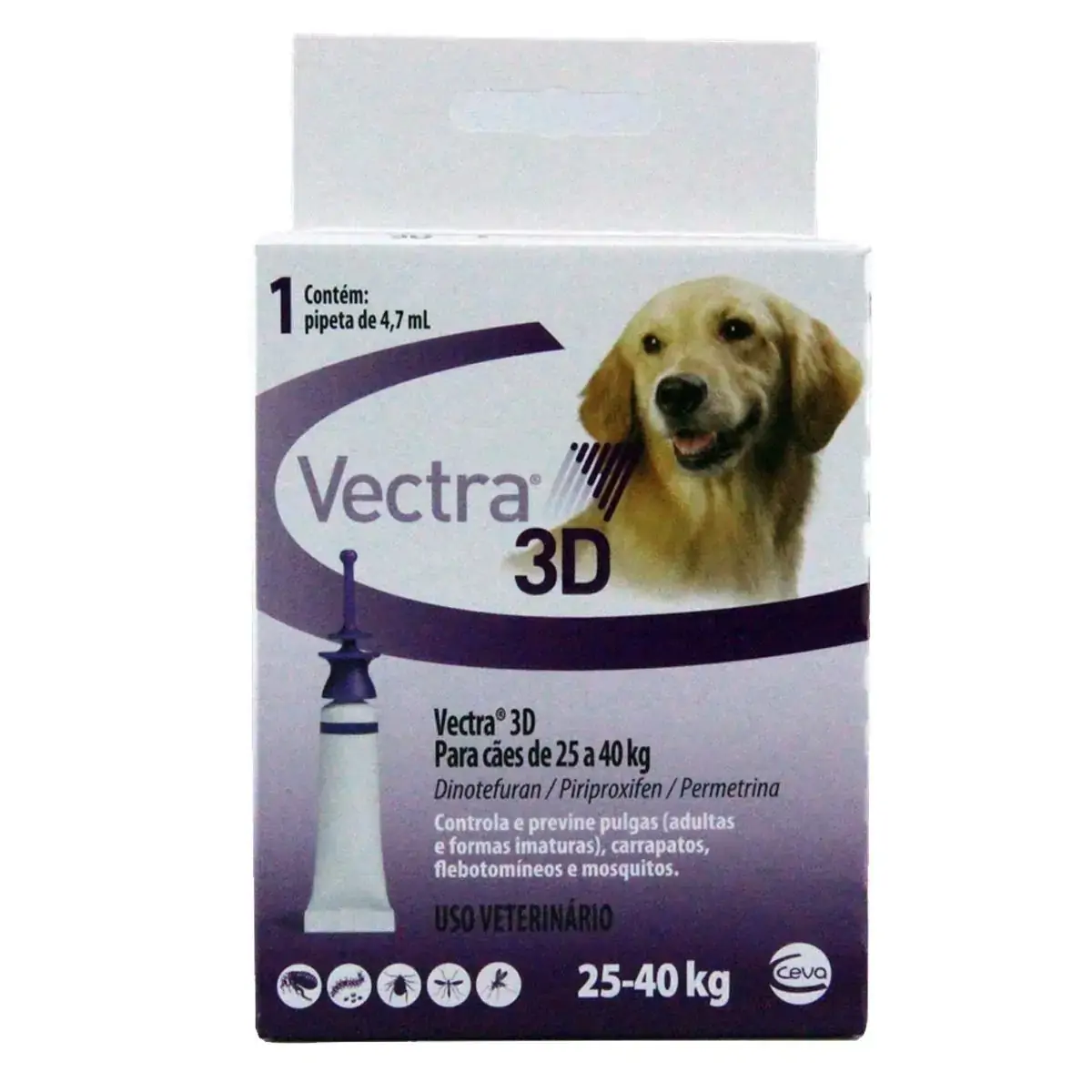 Vectra 3d Antipulgas E Carrapatos Cães 25 A 40kg Ceva