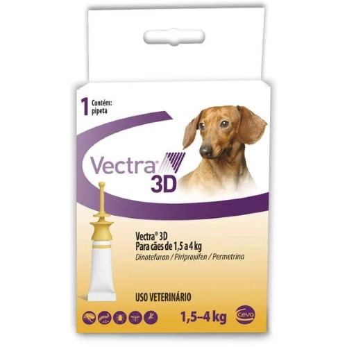 Antipulgas Vectra 3D 0,8ml 1,5 a 4kg Cães Ceva