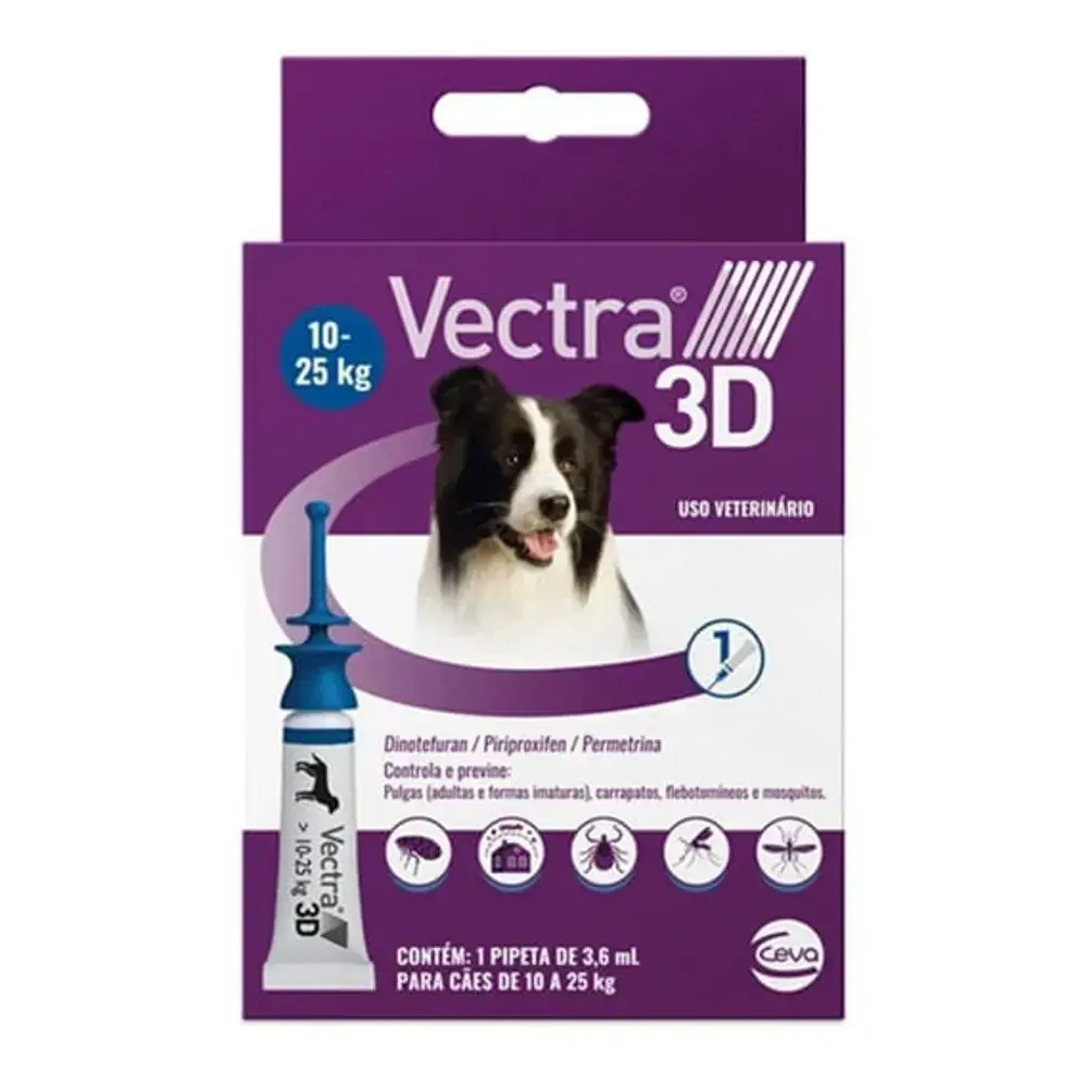 Antipulgas e Carrapatos Ceva Vectra 3D Para Cães de 10kg a 25kg