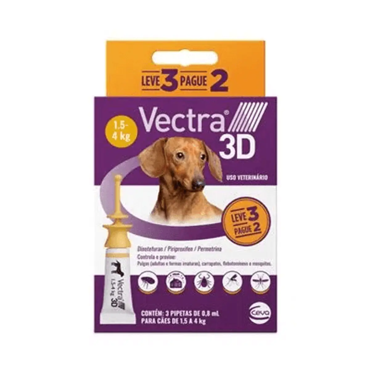 Antipulgas Vectra 3D 1,5 a 4kg Cães Ceva Leve 3 Pague 2