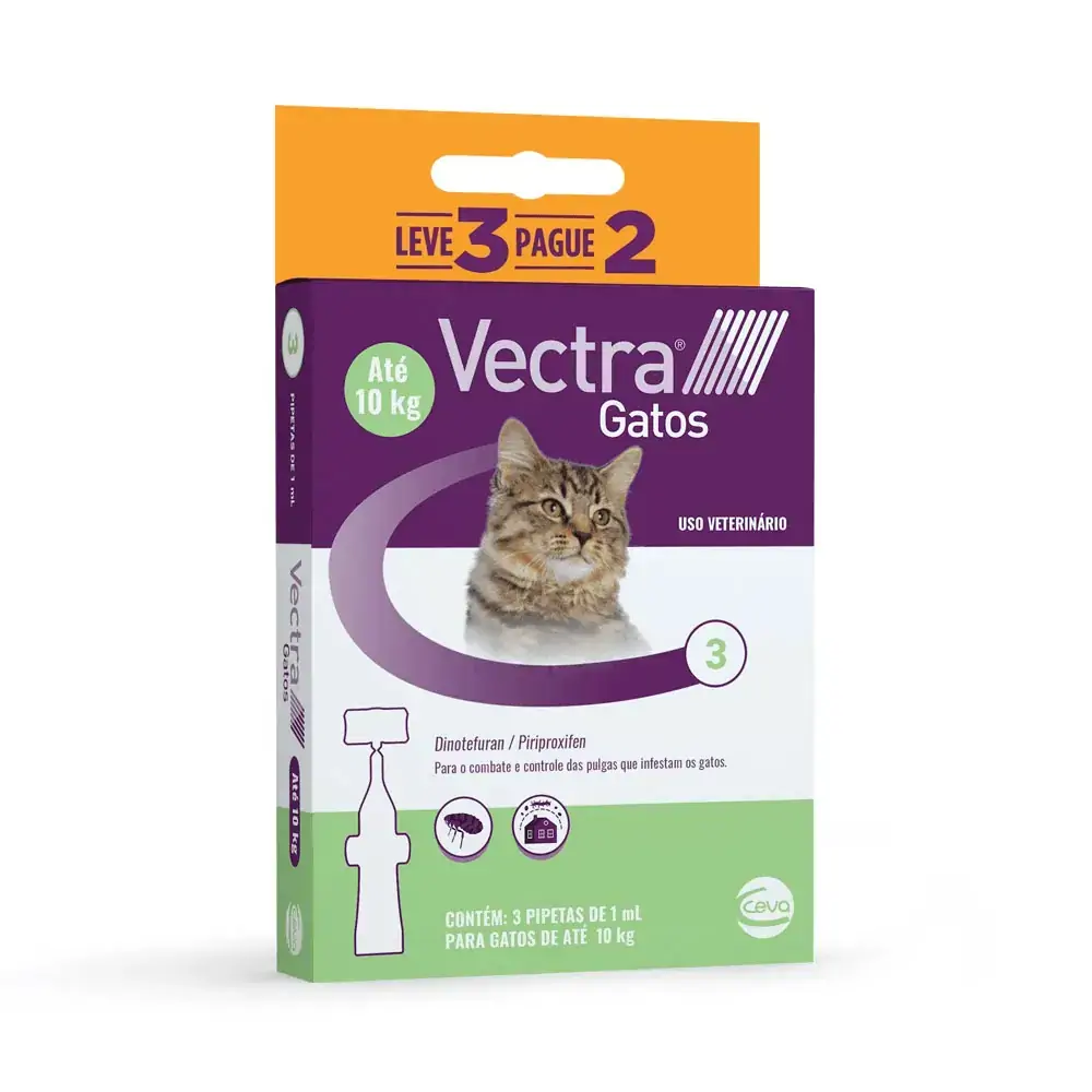 Antipulgas Vectra 1ml Gatos até 10kg Ceva Leve 3 Pague 2