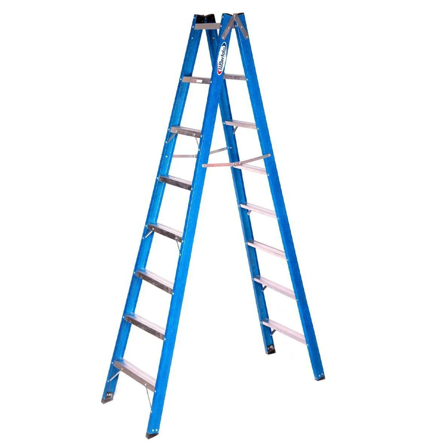 Escada Tesoura Duplo Acesso Alumínio Fibra Premium 2,40M - 8 Degraus W Bertolo