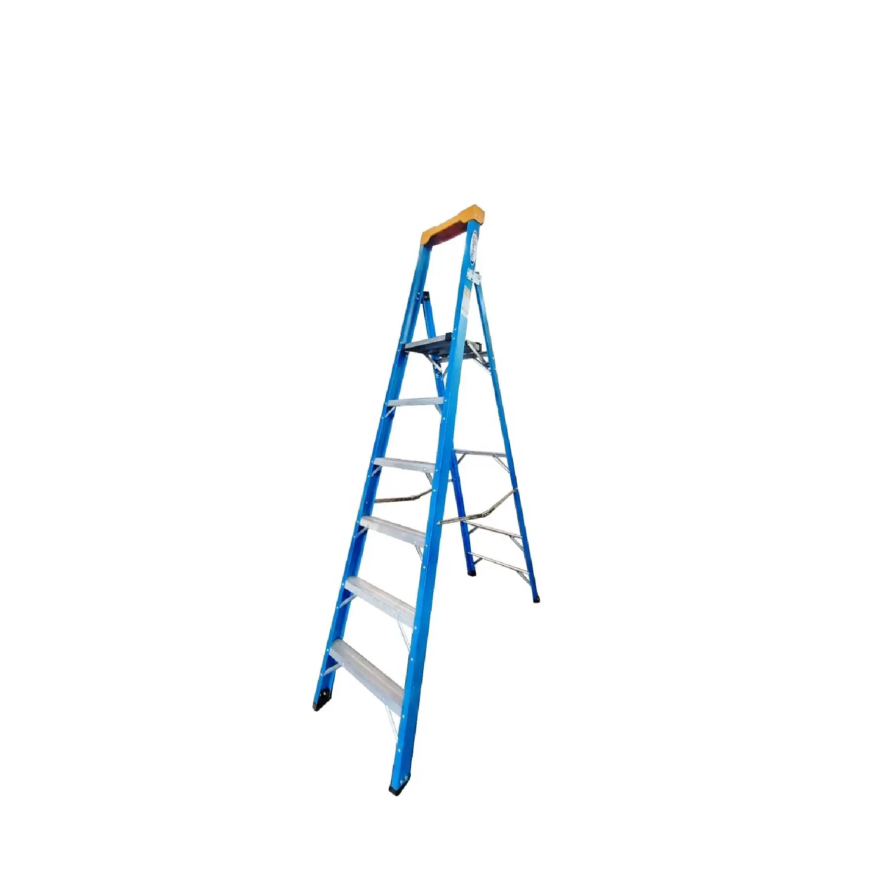 Escada Plataforma Aluminio Fibra Premium Altura Util 1,80m 5 Degraus com Plataforma