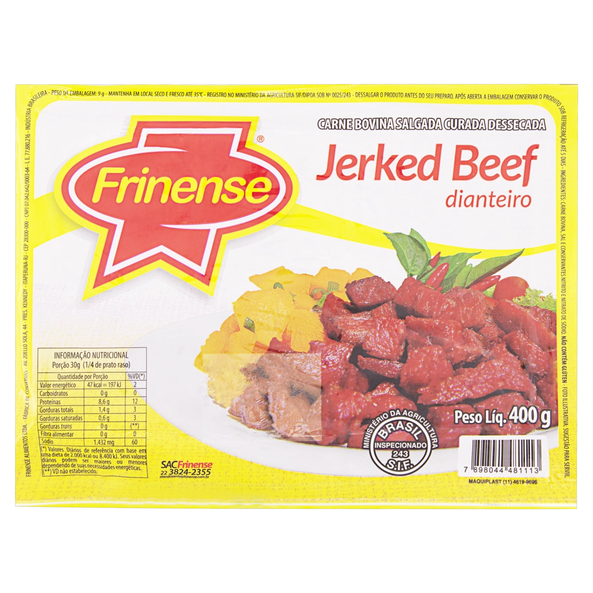 Dianteiro Bovino Jerked Beef Frinense 400g