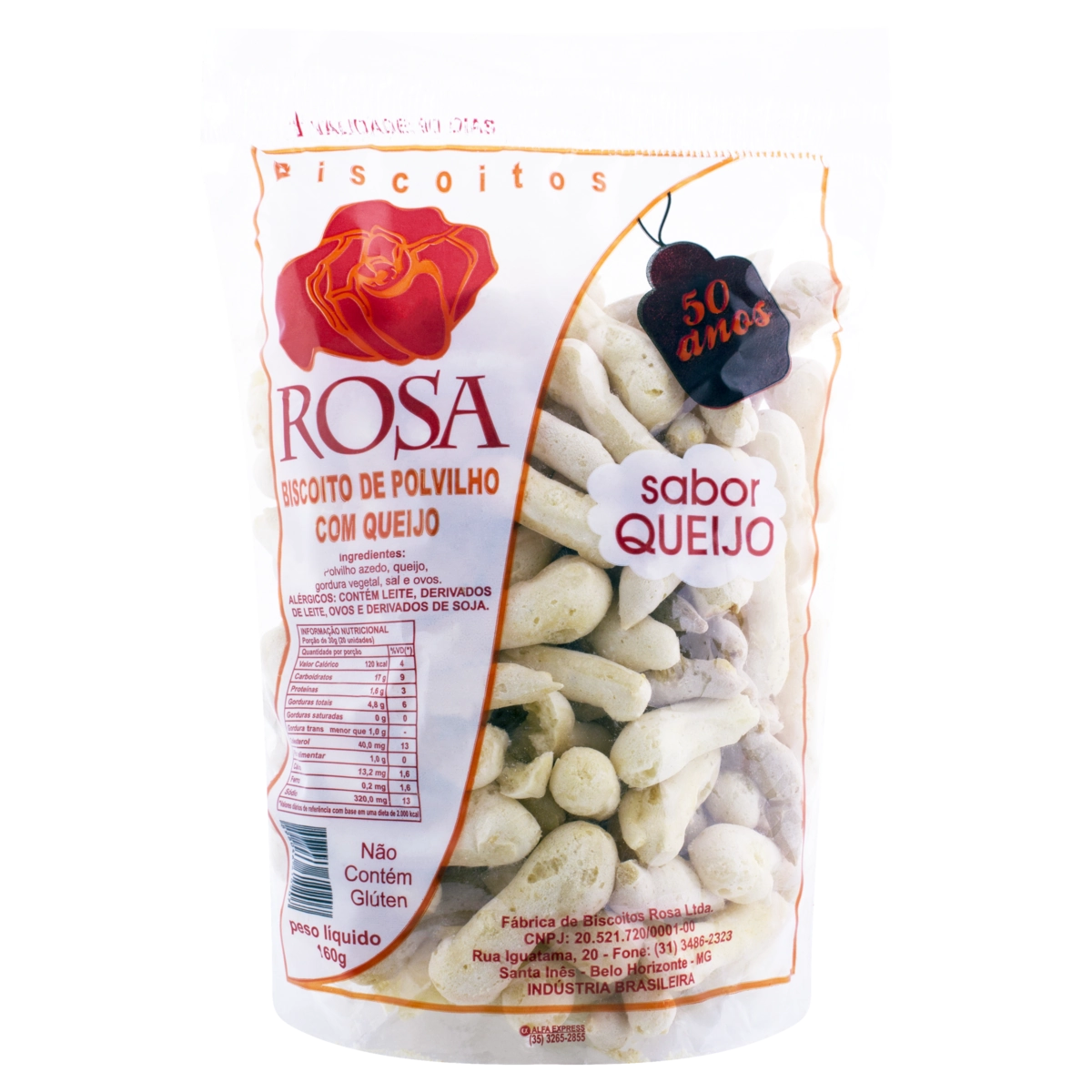 Biscoito De Polvilho Queijo Rosa Pacote 160g