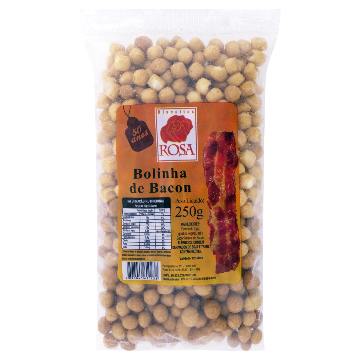 Salgadinho Bolinha De Bacon Rosa Pacote 250g