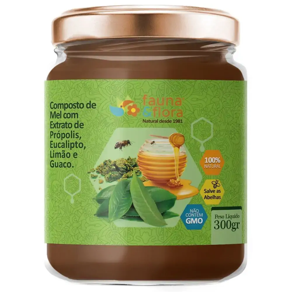 Mel Com Própolis, Eucalipto, Limão E Guaco Pote 300g Fauna