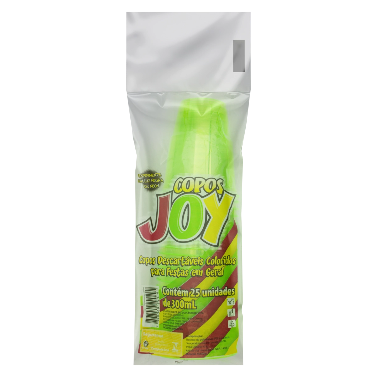 Copo Plástico Descartável Verde 300ml Plaszom Joy Pacote 25 Unidades
