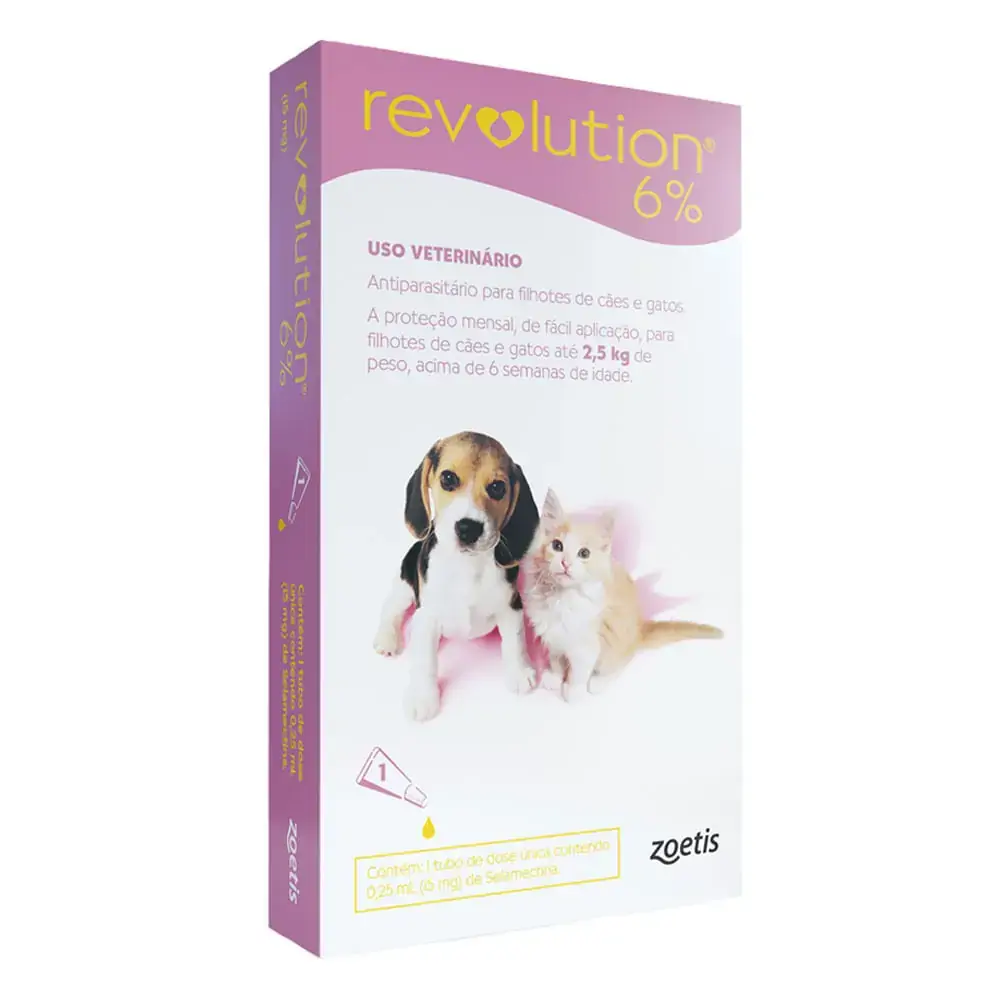 Antipulgas Revolution 6% 15mg Cães e Gatos 2,5kg 1 Tubo
