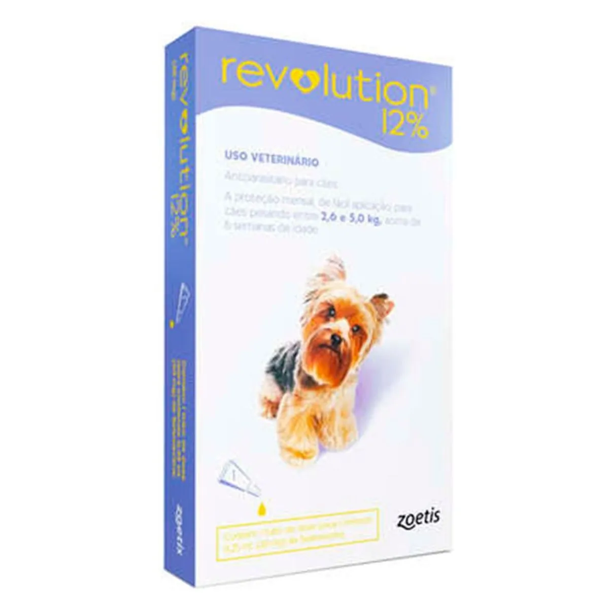 Antipulgas Revolution 12% 30mg Cães 2,6 a 5kg 1 Tubo
