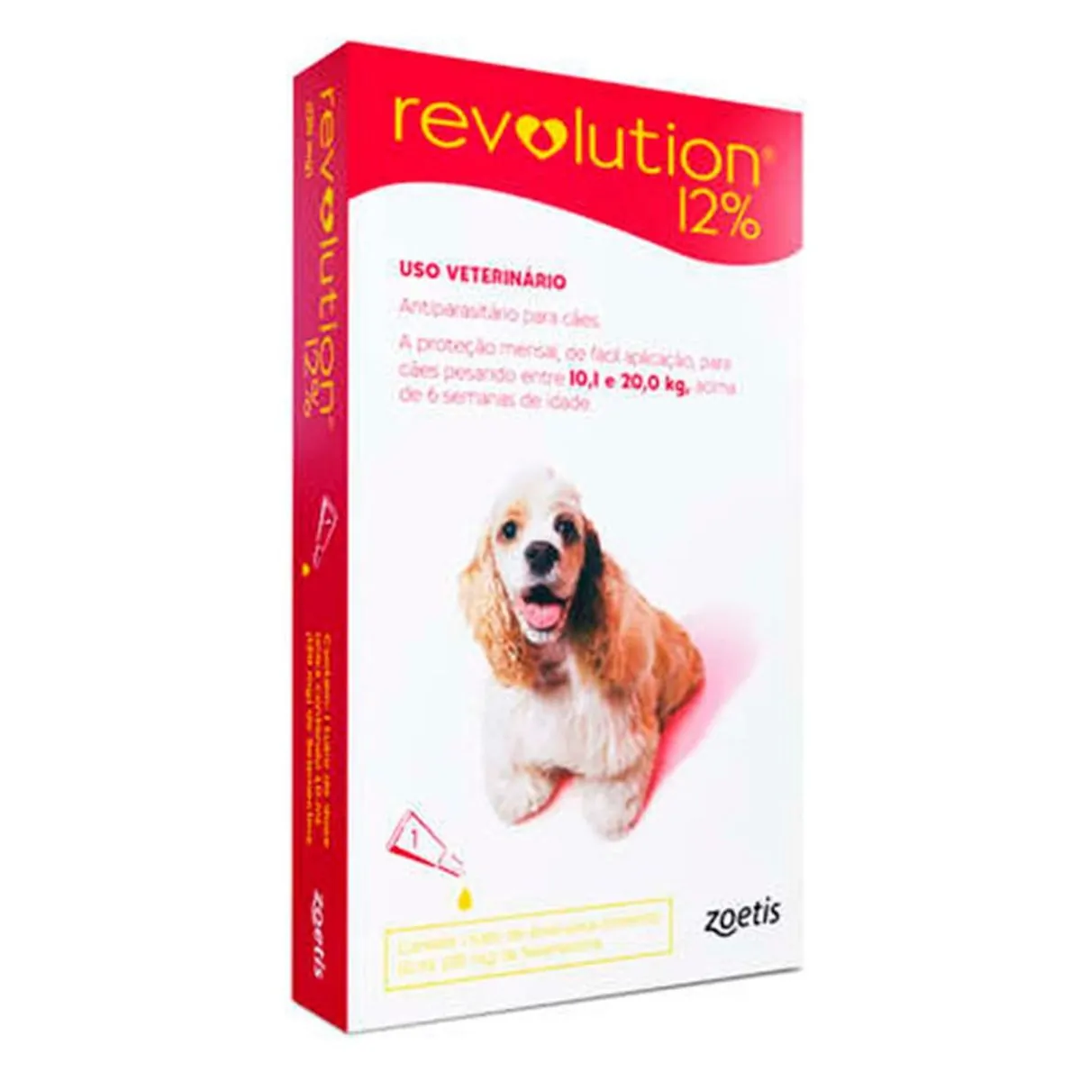 Antipulgas Revolution 12% 120mg Cães 10,1 a 20,0kg 1 Tubo