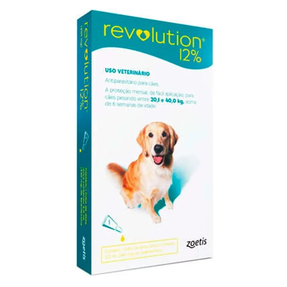 Antipulgas Revolution 12% 240mg Cães 20,1 a 40kg 1 Tubo
