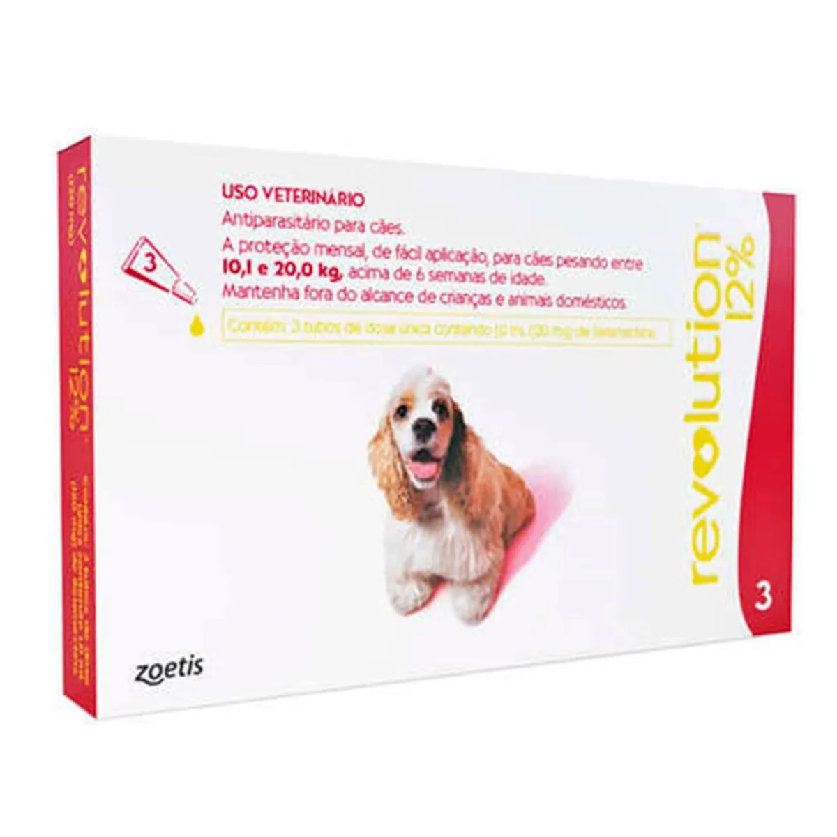 Antipulgas Revolution 12% 120mg Cães 10,1 a 20,0kg 3 Tubos