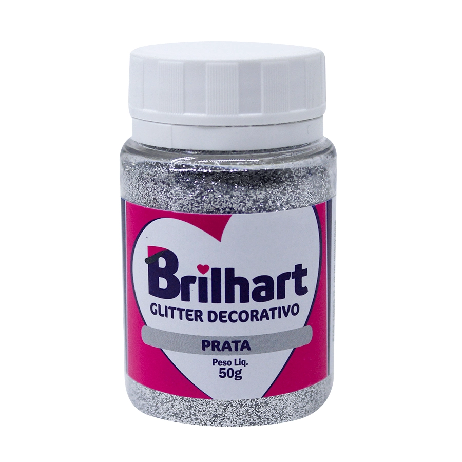 Pó Dec Glitter Prata 50pra 50g Brilhart