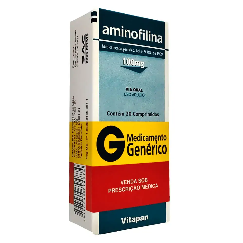 Aminofilina 100 Mg 20 Comprimidos Vitapan Genérico