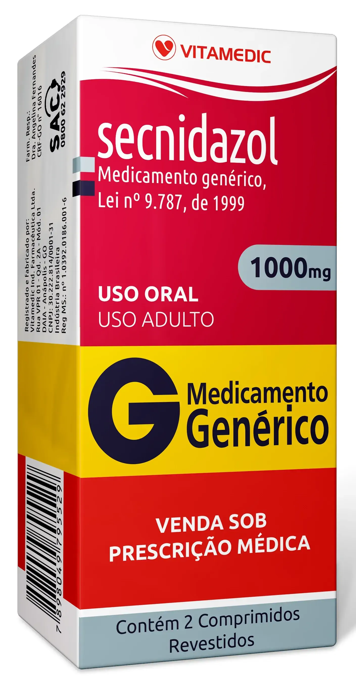 Secnidazol 1000mg Cx 2 Comp Rev