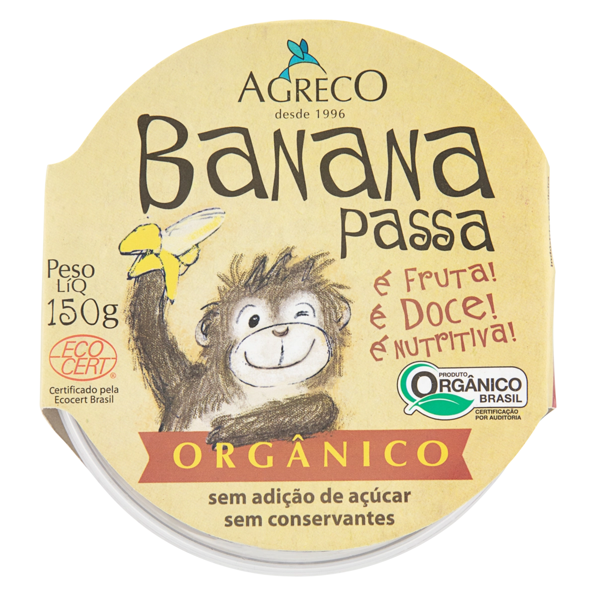 Banana Passa Orgânica Agreco Pote 150g