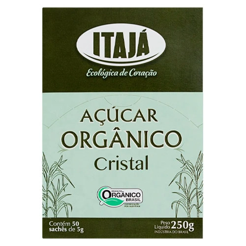 Açúcar Cristal Orgânico Itajá Caixa 250g 50 Unidades