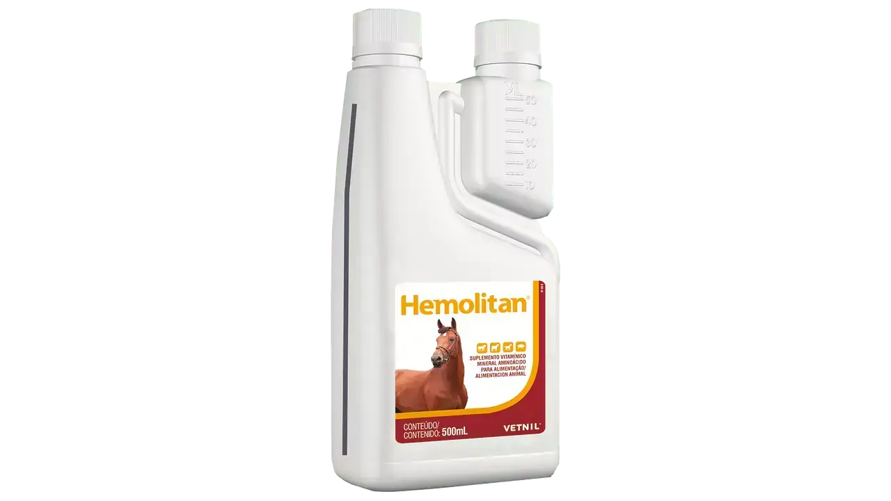 Suplemento Vitamínico e Mineral para Equinos Hemolitan 500ml