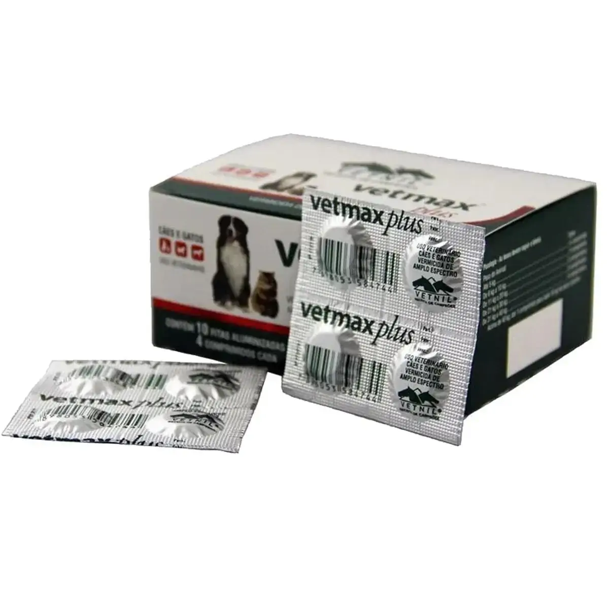 Vetmax Plus Cães 10kg 40 Comprimidos Vetnil Cães e Gatos