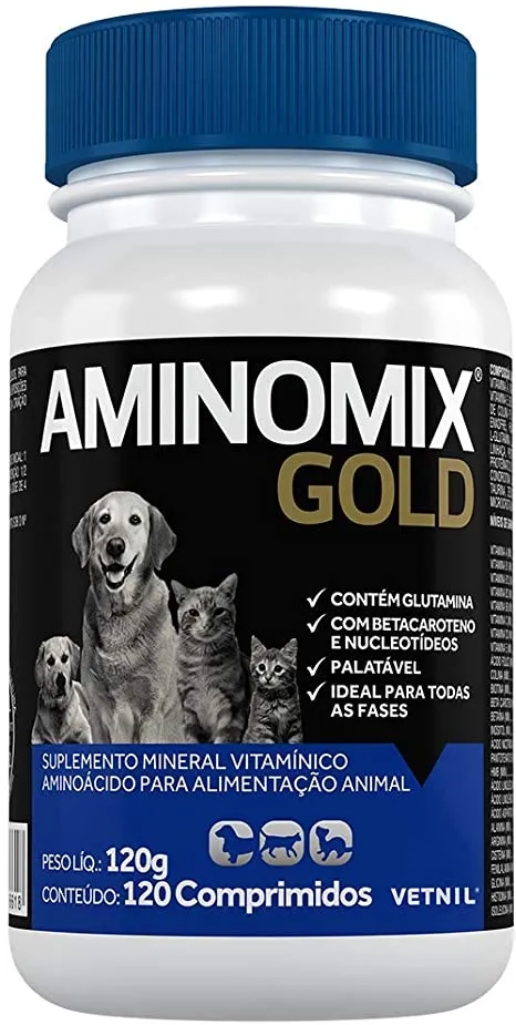 Aminomix Gold Para Cães Vetnil 120 Comprimidos