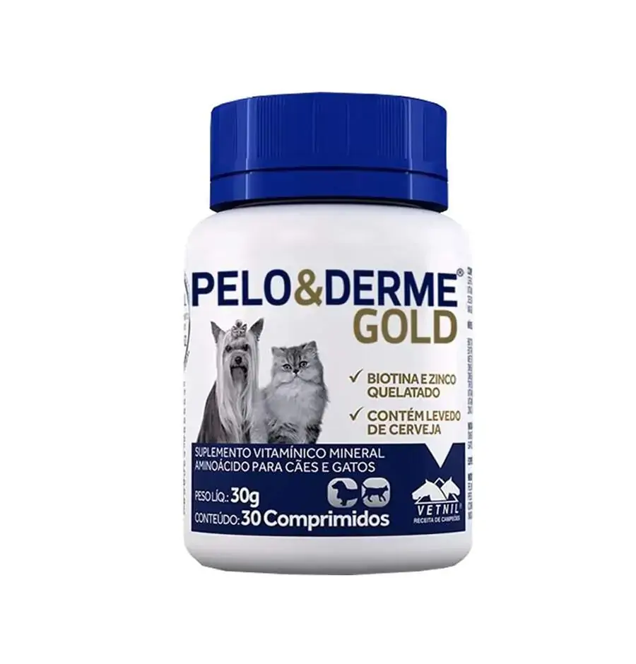 Pelo Derme Gold Vetnil Para Cães E Gatos 30 Unidades