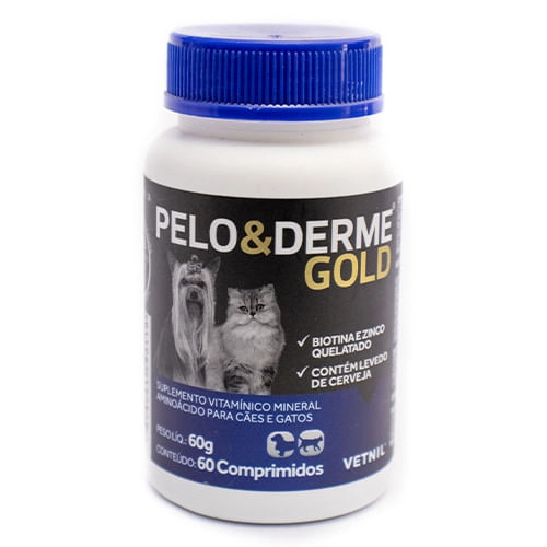 Pelo E Derme Gold 60 Comprimidos Vetnil Suplemento